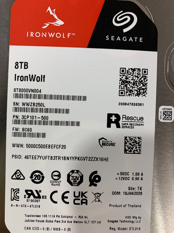 Photo 1 of Seagate 8TB IronWolf Internal NAS Hard Drive