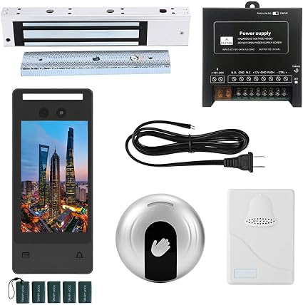 Photo 1 of Face Recognition Access Control System with 600lb Magnetic Lock, 5-Inch HD Screen, Palm Vein, IC Card & Keypad Entry, Doorbell & Infrared Exit Button for Home Business Security(View pictures) 