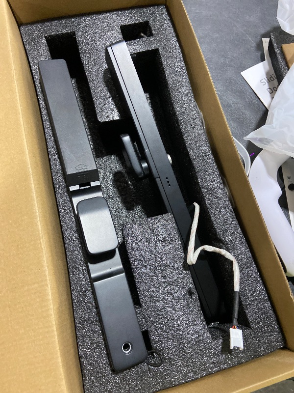 Photo 1 of Anweller 2085 Mortise Sliding Glass Door Lock, Smart Fingerprint Code Keypad RFID Remote App Electronic Digital Biometric Safety Patio Door Double Hook Mortise Lock Set with Handle