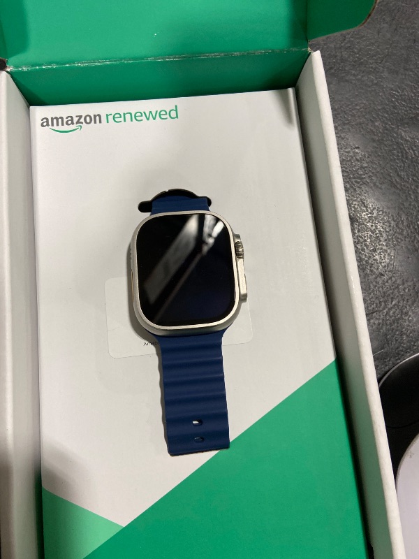 Photo 1 of Apple Watch Ultra 2 [GPS + Cellular, 49mm] - Titanium Case with Blue Ocean Band, One Size (Renewed Premium)