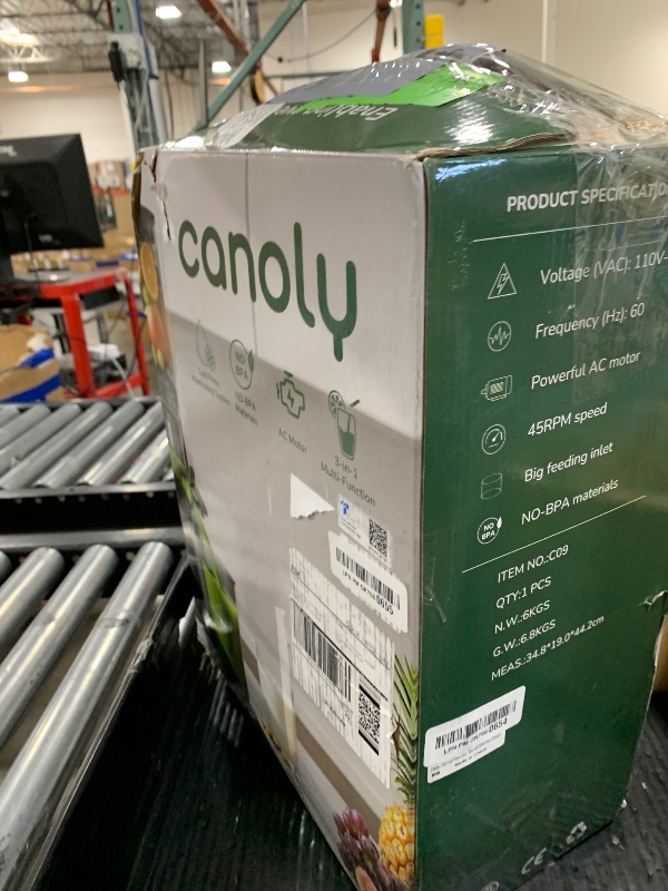 Photo 1 of Canoly C09 Cold Press Juicer, 6" Extra Wide Feed Chute, 3-IN-1 Strainers (Juice & Sorbet & Nut Milk), Powerful AC Brushless Motor, Self Precut System, Juicer Machines with BPA-Free (Classic)