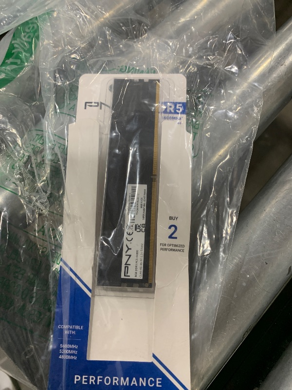 View 3 of PNY Performance 8GB (1x8GB) DDR5 RAM 5600MHz (PC5-44800) - CL46, 1.1V - Compatible with 5200MHz, 4800MHz - Desktop Memory Kit - MD8GSD5560046-TB - Not Compatible with Intel 15th Gen