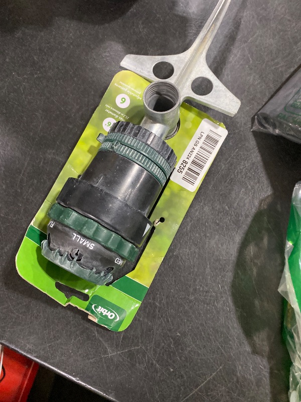 Photo 1 of Orbit H2O-Six Gear-Drive Sprinkler on Metal T-Spike - Customizable Lawn Watering Coverage - Multi-Pattern Rotating Head with Adjustable Spray Range - Durable Outdoor Yard Irrigation Sprinkler - 58573