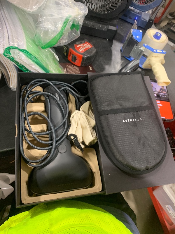 View 3 of Steamery Handheld Clothes Steamer Cirrus 3, 1200W, US Plug, Heated Ironing Plate, Fast Heat Up, Garment Wrinkle Remover, Black