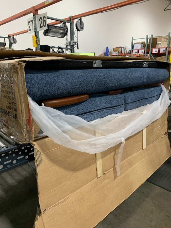 Photo 1 of Christopher Knight Home Almab 82 Inches Sofa Couch, Cozy Boucle Upholstered 3-Seater Sofa, Wood Frame Couch, Comfy Couches for Living Room and Office, Modern Sofa, Lounge Seating, Navy Blue