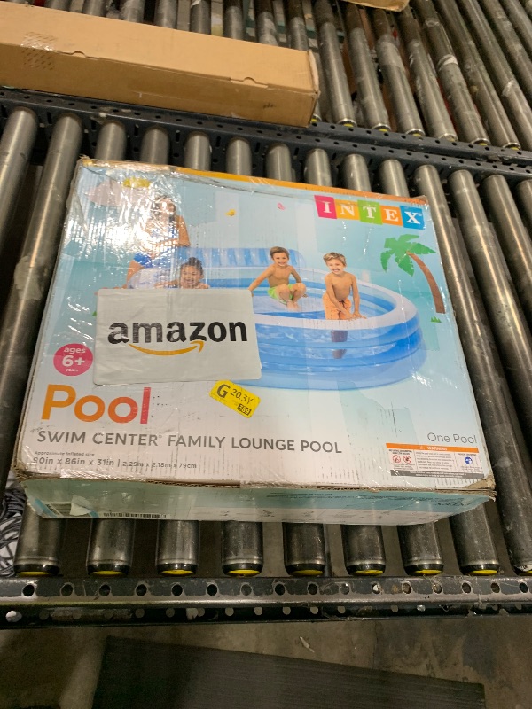 Photo 1 of INTEX 57190EP Swim Center Inflatable Family Lounge Pool: Built-In Bench – Cup Holder – 156 Gallon Capacity – 90" x 86" x 31" – Blue
