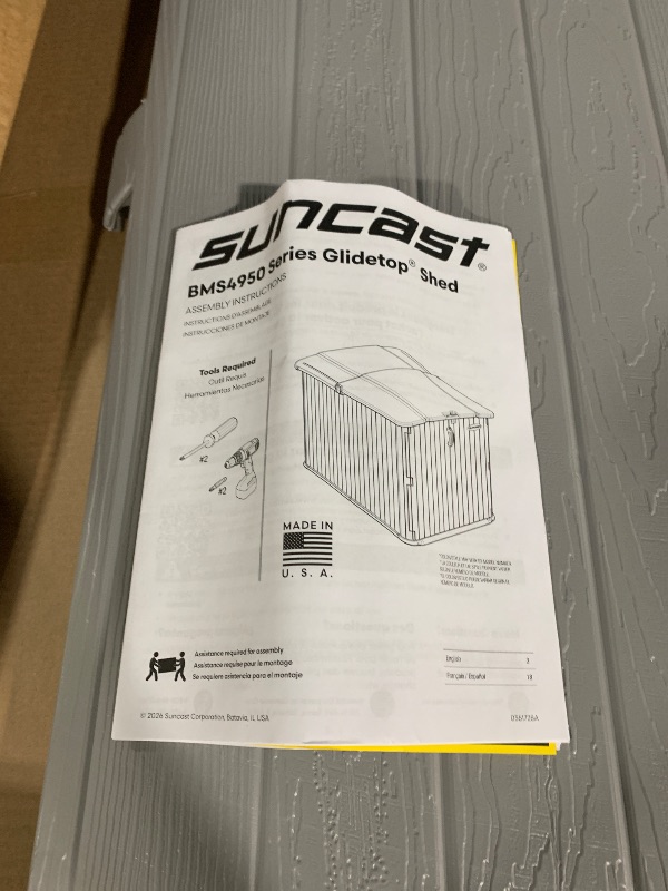 Photo 1 of Suncast Horizontal Storage Shed, 98 Cu Ft, Resin, Glidetop, Sliding Lid