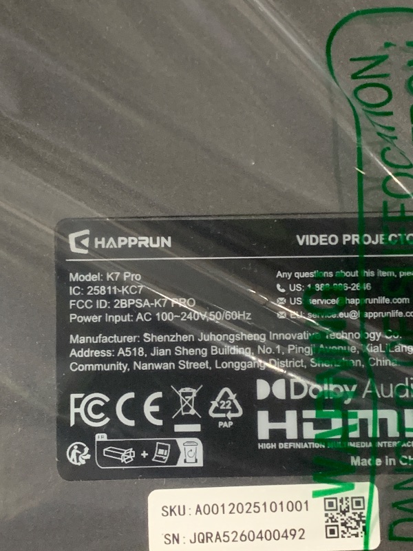 Photo 1 of HAPPRUN 3000 ANSI Lumens Outdoor Projector with Official Google TV