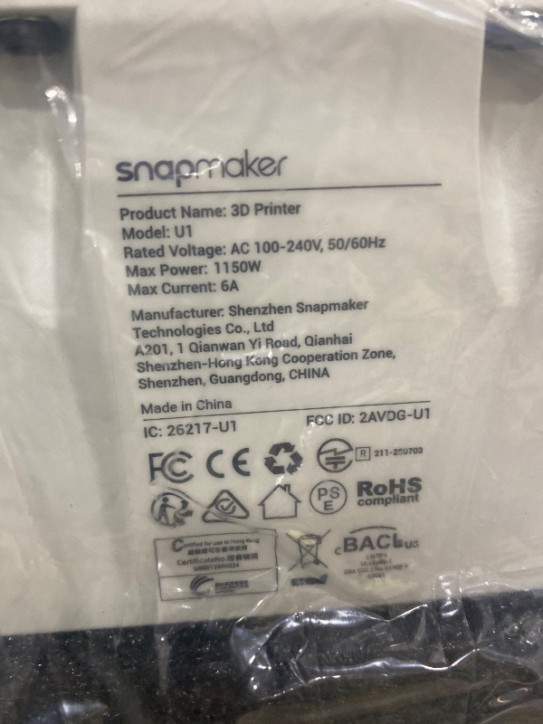 Photo 1 of Snapmaker U1 3D Printer,4 Toolheads with 5 Seconds Toolchanger,Multi Color&Multi Material Printing, 5X Faster and 5X Less Waste,Smart Calibration,CoreXY 500mm/s Speed,270x270x270mm Large Build Size