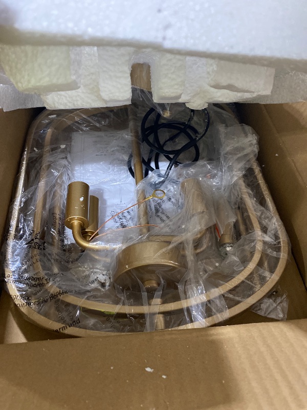Photo 1 of AKLMXCG Gold Chandelier, 4-Light Farmhouse Fixture
