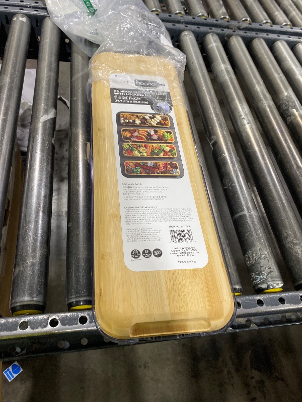 Photo 1 of FARBERWARE Rectangular Build-a-Board Cutting Board with Single Compartment and Clear Locking Lid for Charcuterie, Snacks, and More, Bamboo