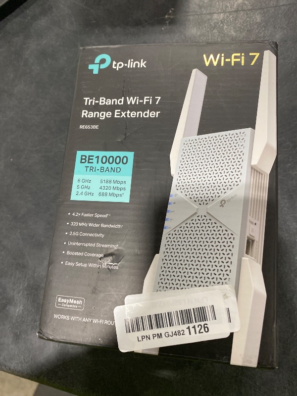 Photo 1 of TP-Link BE10000 Wi-Fi 7 Range Extender RE653BE
