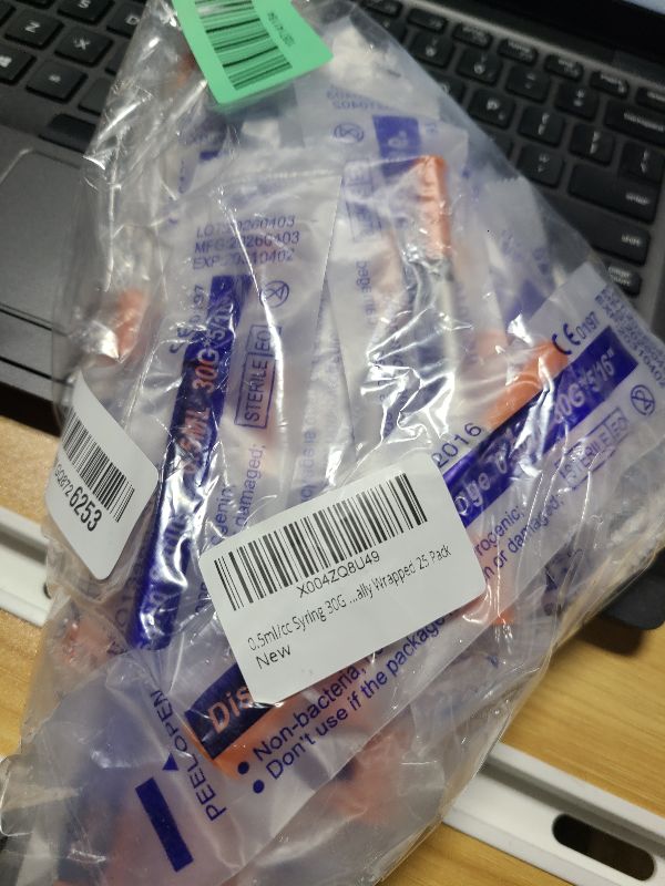 Photo 1 of 0.5ml/cc Syringe 30G 5/16 Inch 8mm, Lab Supplies Individually Wrapped 25 Pack