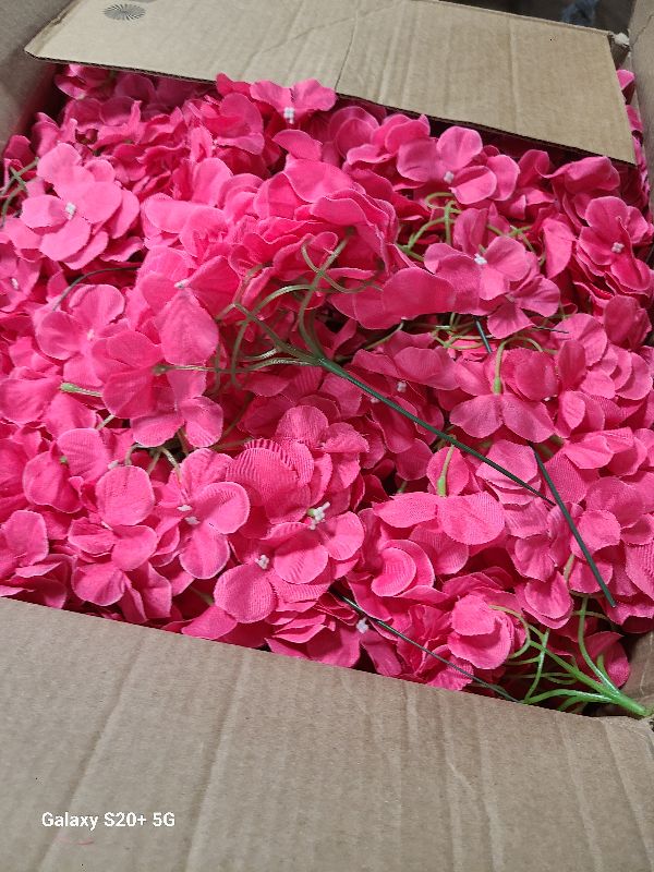 Photo 1 of 100Pcs Rose Red Hydrangeas Artificial Flowers,Wedding Centerpieces
