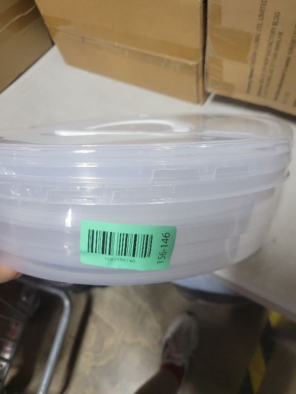 Photo 1 of 12inch 2 Pack Food Storage Container with Lid and Handle, Reusable 2 Compartments Pizza Slice Storage Container, Round Pie Carrier Leftover Pizza Keeper for Food Cake Cheesecake Tortilla Pastry
