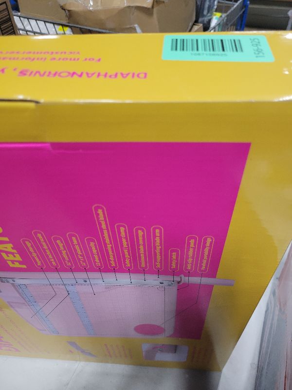 Photo 1 of 12" Paper Cutter, Precision Cut with Safety Protection and Blade Lock, 12 Sheet Capacity, Great for Cardstock, Cardboard, Photo, Vinyl, Crafts, Scrapbook (Pink)
