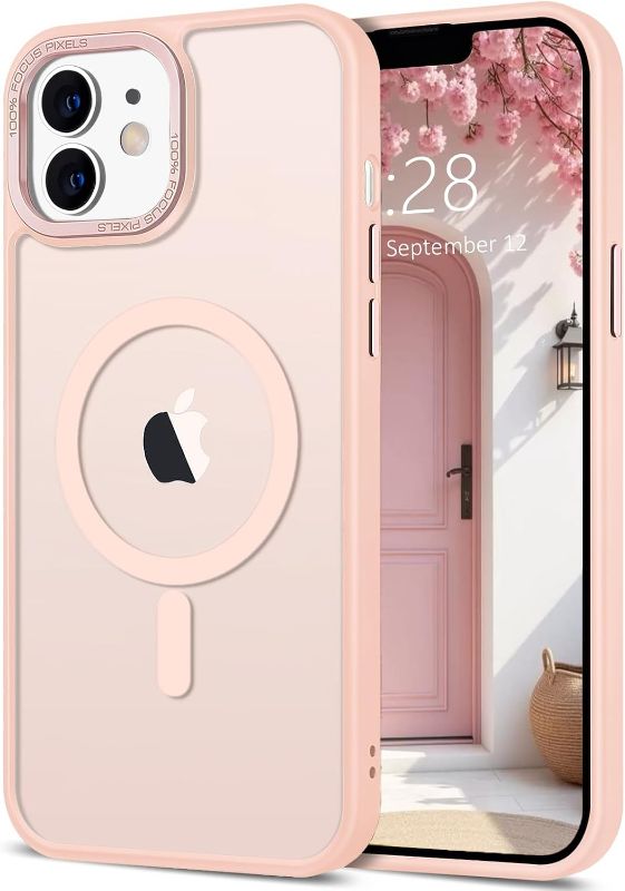 Photo 1 of  Magnetic for iPhone 12 Case & iPhone 12 Pro Case [Compatible with Magsafe] Translucent Matte Phone Case iPhone 12/Pro Slim Thin Shockproof Bumper Hard Protective Cover 6.1" Cases, Light Pink 
