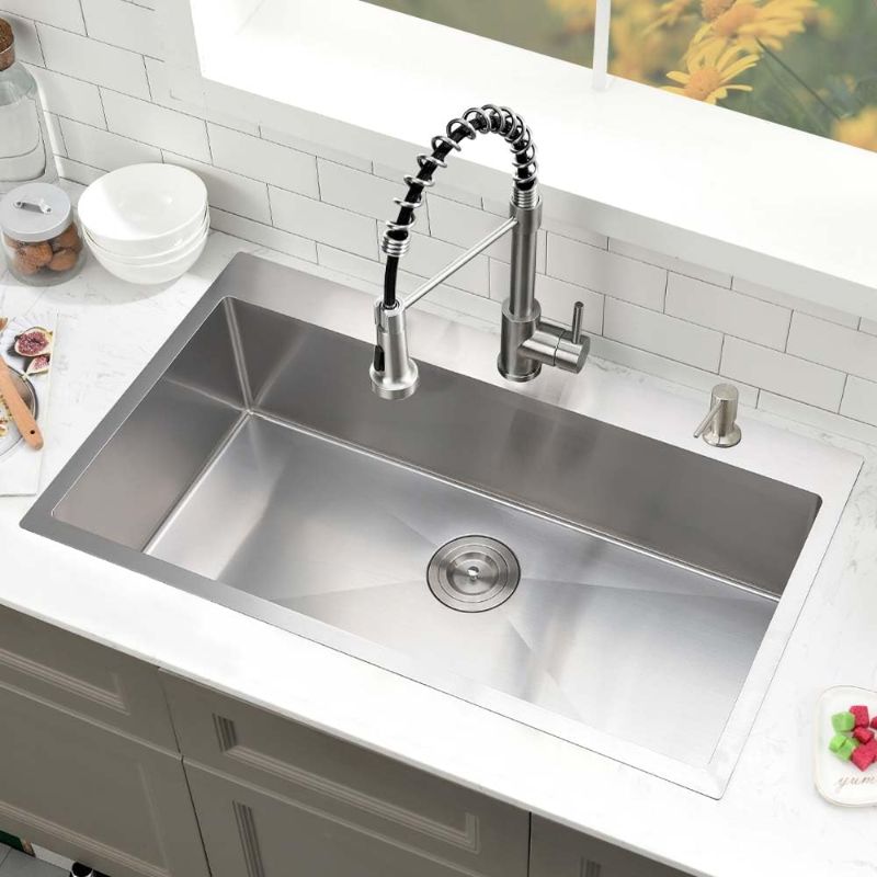 Photo 1 of ***MISSING PARTS-ONLY****31 Inch Drop In Kitchen Sink -Wesliv 31x20 Drop In Top Mount Sinks 16 Gauge Stainless Steel 10 Inch Deep Single Bowl Kitchen Sink Basin with Colander & Drain Strainer