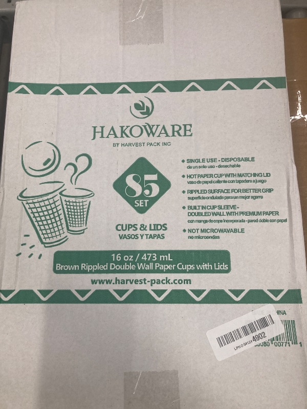 Photo 1 of [85 SET]Harvest Pack 16 oz Disposable Coffee Cups, Insulated Ripple Double-Walled Paper Cups with Lids, Brown Geometric, Hot Paper Cups for Tea Chocolate Party Drinks To go coffee cups