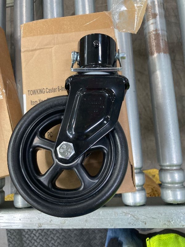 View 1 of ***ACTUAL PRICE IS $23.99***1500lbs 6" Trailer Jack Swivel Caster Replacement with Spoked Wheel | With Locking Pin, Black***ACTUAL PRICE IS $23.99***