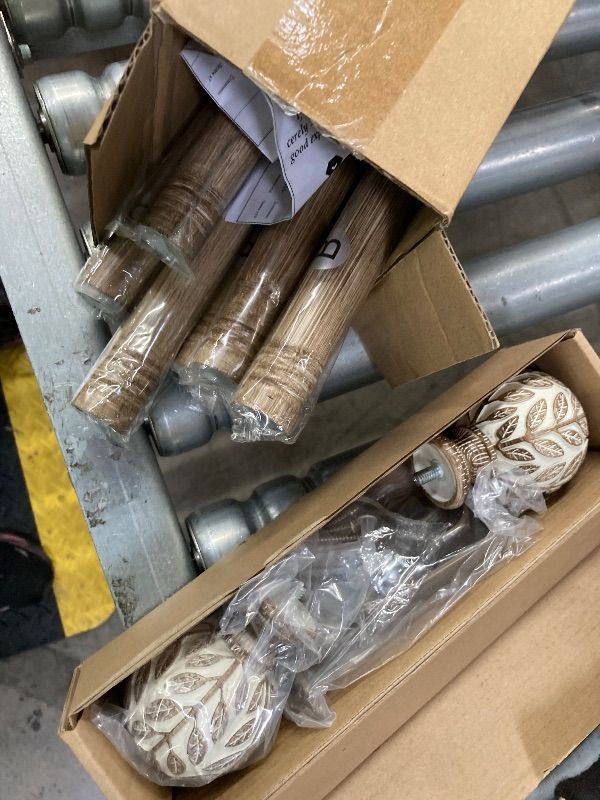 Photo 1 of **MISSING PARTS****Wolistsa Curtain Rod 36-122 Inch, Boho Decorative 1 Inch Wood Rustic Curtain Rods for Windows, Adjustable Heavy Duty Long Vintage Window Treatment Rods, Imitation Weathered Wood Grain Leaf Finials