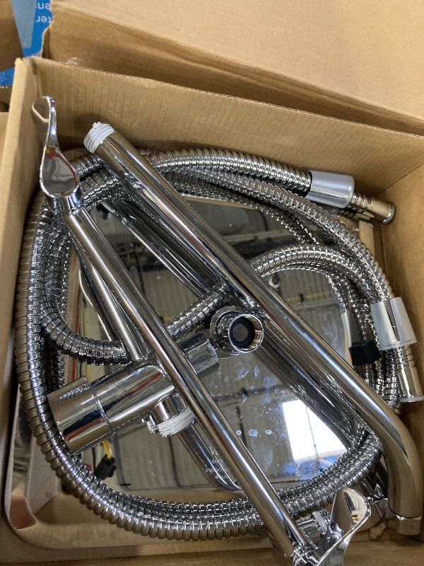 Photo 1 of ***PARTS ONLY****Veken All Metal 10" Shower Head with Handheld, Luxurious Square Double Rain Shower Heads with Spray Combo, Dual High Pressure Detachable Rainfall Showerhead with Extension Arm, Long Hose,Chrome,Sliver