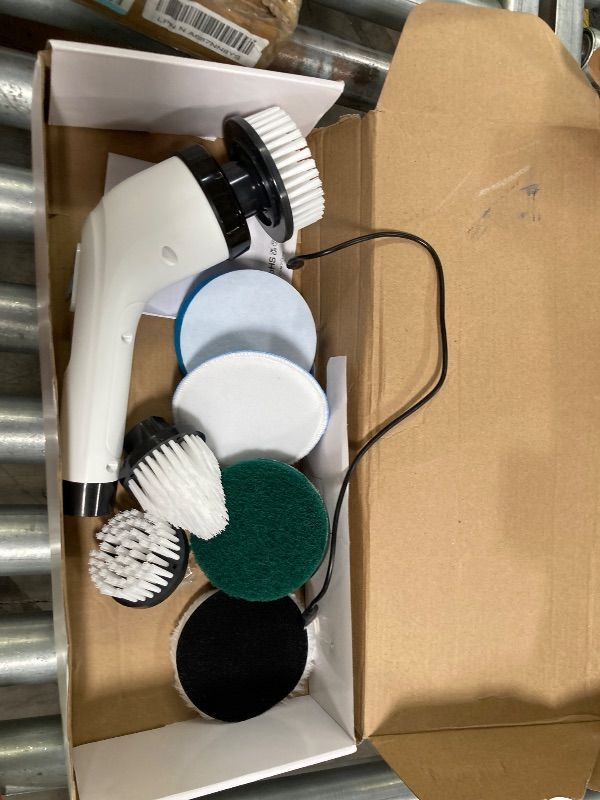Photo 1 of **MISSING PARTS-ONLY***IPX7 Waterproof with 7 Reusable Brush Heads & Extendable Handle, for Bathroom Toilet Shower Kitchen Wall Tile Floor Grout (White)