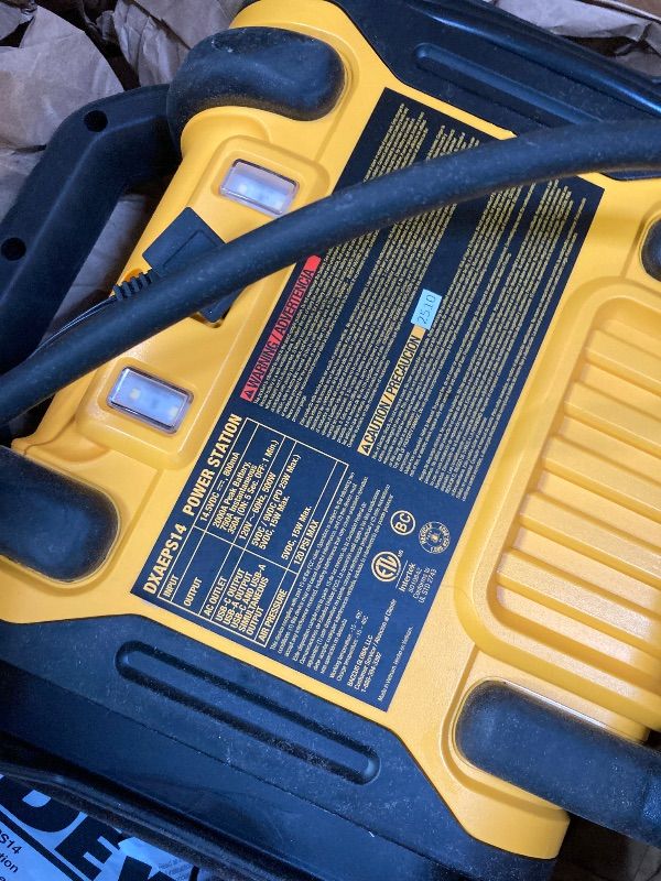 Photo 1 of ***MISSING PARTS-NO CABLES****DEWALT DXAEPS14 2000 Peak Battery Amp 12V Automotive Battery Booster Jump Starter/Power Station with 120 PSI Compressor, 500W AC Power Inverter, and 15W USBa & 25W USB Ports
