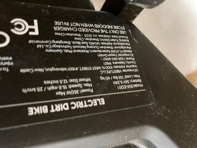 Photo 1 of ***MISSING CHARGER****36V 300W Kids Electric Dirt Bike, Ride on Motorcycle Up to 15.5 MPH & 13 Miles Long-Range, 3-Speed Modes Motorcycle for Kids Ages 5-10