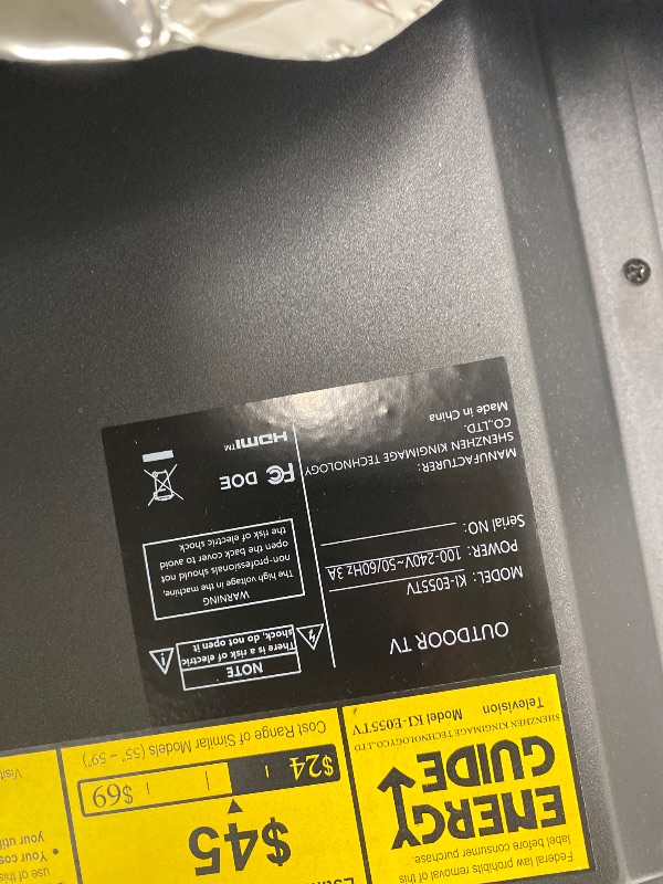 Photo 1 of *Untested due to screws/panel* Dornium 55 Inch Smart Outdoor TV, 1500 Nits Brightness | 4K UHD Smart Google TV, IP66 Waterproof Outdoor TV with Anti-Glare Screen & Voice Control Remote for Partial Sun (Outdoor & Indoor)