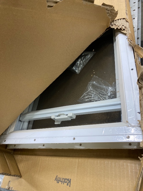 Photo 1 of *Scratches* Kathfly 2 Pack Basement Home Window 32" x 14" Mini Basement Windows Replacement with Glass Block Screen and Screws for Home Sheds Barns (White)