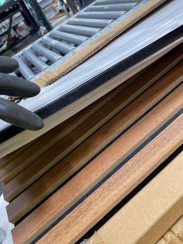 Photo 1 of *Minor chip damage* RITOLLO Wood Panels for Wall, Acoustic Wall Panels 92.5 x 11 in, 4 Pack, 3D Wood Slat Sound Absorbing Panels for Interior Wall Decor, Home Office Studio (Walnut)
