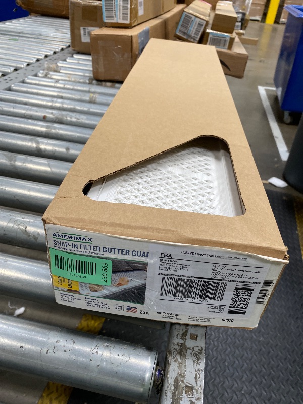Photo 1 of *Dirty* Amerimax Home Products 86670 Snap-in Filter Gutter Guard, 3', White (Pack of 25), 75 Foot