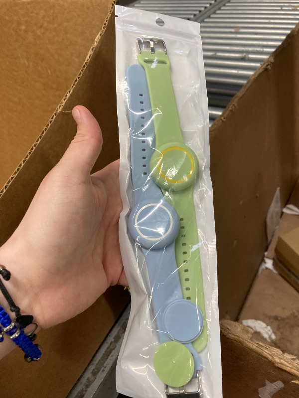 Photo 1 of [2-Pack] Bracelet for AirTag 2nd Gen (2026) & 1st Gen, Hidden Holder for Air Tag Kids, [Full Protective Cover] [Adjustable] Anti Lost Wristband for Child, Boys, and Girls (Light Blue+Green)