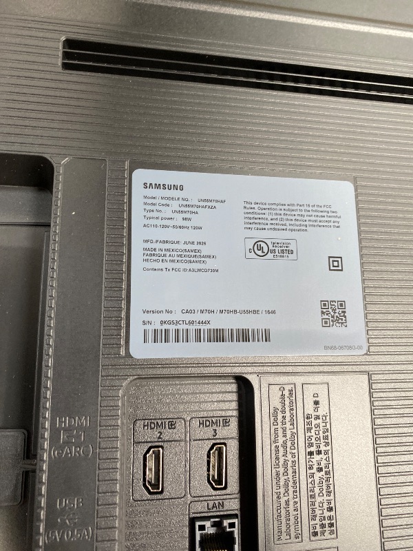 Photo 1 of ****Broken. For Parts Only. No Refund. No Return******Samsung 55-Inch Class Mini LED M70H Series Samsung Vision AI Companion Smart TV (2026 Model, 55M70H) Processor 4K, Pure Spectrum Color, Motion Xcelerator + DLG 120Hz