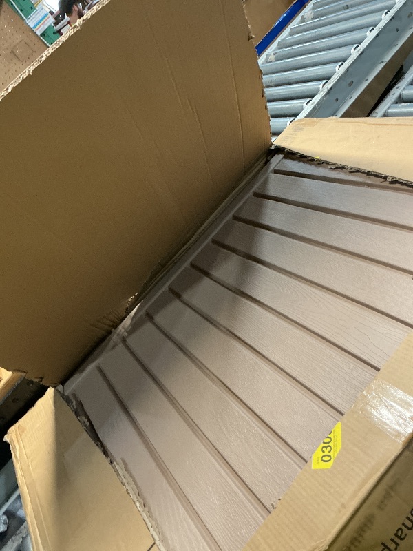 View 2 of ***********INCOMPLETE ITEM, THIS IS ONLY BOX #1 OUT OF 2 TOTAL*************
DWVO Outdoor Storage Shed, Weatherproof Resin, 35 Cu Ft Capacity, Horizontal Design, X-Shaped Lockable Door, Suitable for Bike, Garden Tools, Trash Cans, Brown