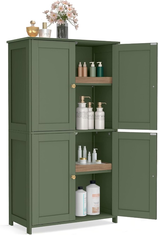 Photo 1 of *** STOCK PHOTO FOR REFERENCE*** VASAGLE Floor Storage Cabinet, 2 Adjustable Shelves, 4 Doors,42.7" H
Freestanding Organizer Unit, Kitchen, Bathroom, Living Room, Forest Green, SIREN Collection UBBC553CH01