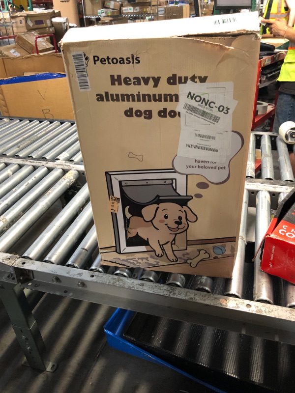 Photo 1 of [Petoasis] 3-Flaps Heavy-Duty Dog Door for wall, Rust Proof Aluminum Alloy Frame, Extreme Weather Dog Door Can Block Wind, Snow, and Rainwater Intrusion (Silvery White, Large for Wall)