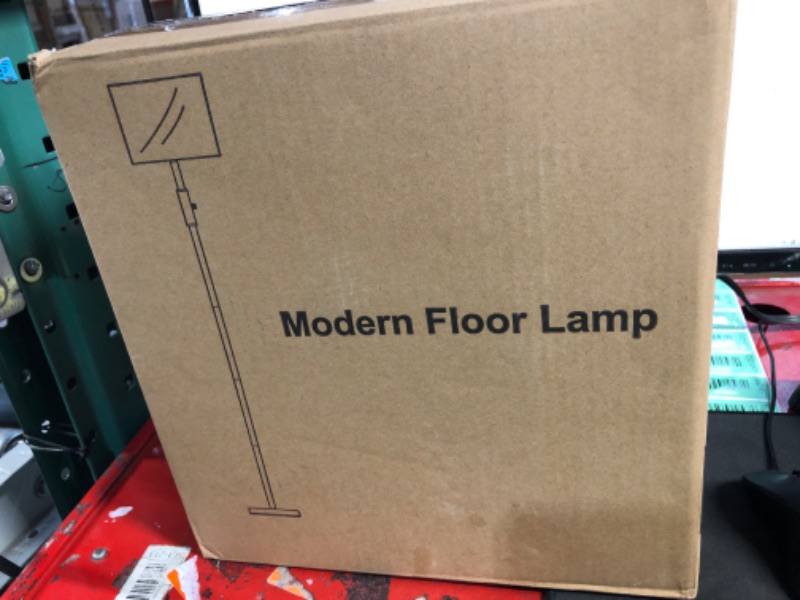 Photo 1 of ?Upgraded? Dimmable Floor Lamp for Living Room,1000 Lumens Bulb Included, Modern Floor Lamps Simple Design with Linen Shade, Tall Standing Lamp for Bedroom Office Dining Room, Black Pole Lamp