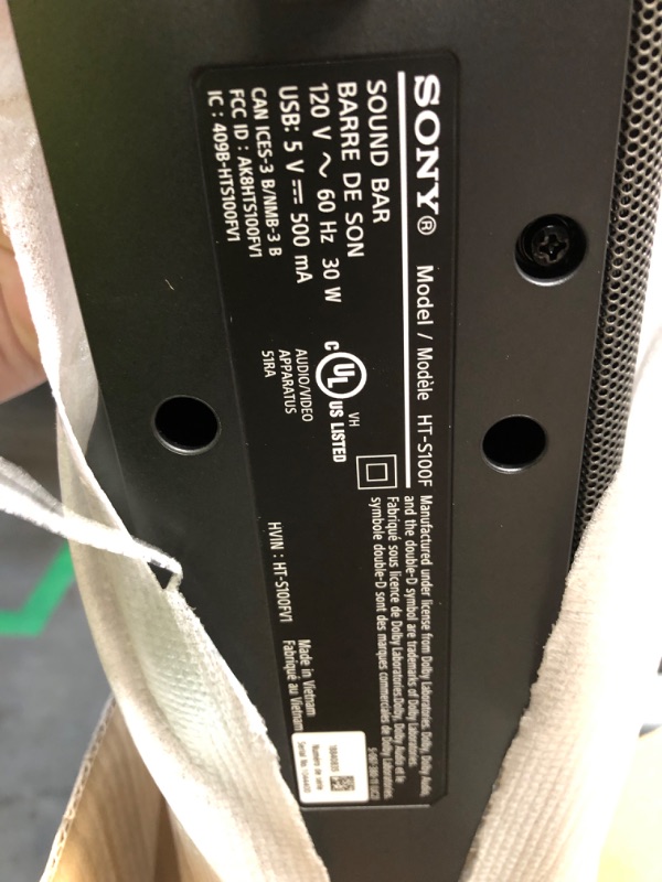 Photo 1 of *** MISSING REMOTE***
Sony S100F 2.0ch Soundbar with Bass Reflex Speaker, Integrated Tweeter and Bluetooth, (HTS100F), easy setup, compact, home office use with clear sound black