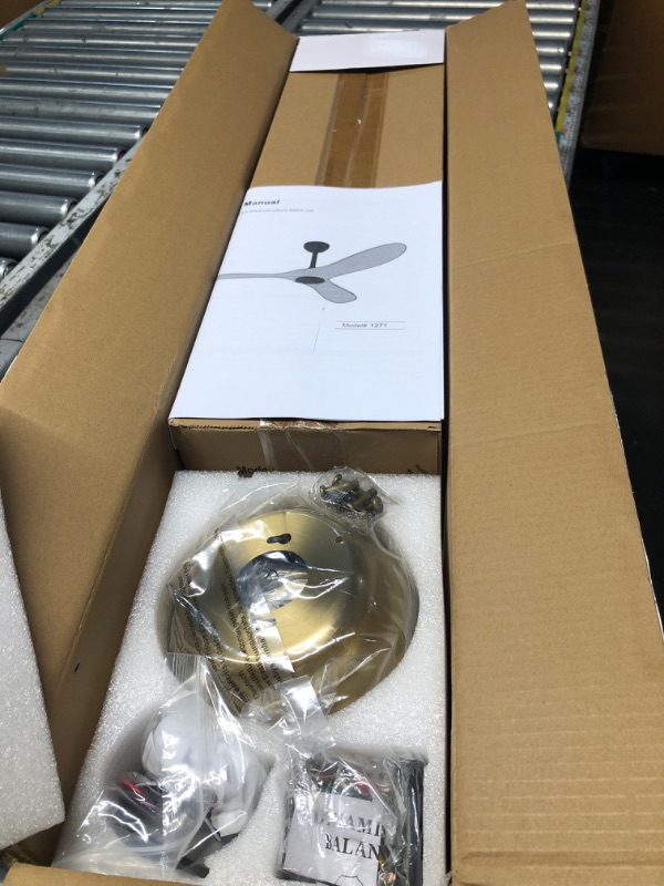 Photo 1 of ***FACTORY SEALED - OPENED FOR INSPECTION***
QUTWOB 52" Ceiling Fan with Remote Control No Lights,Modern Reversible DC Motor Indoor Outdoor 3 Blades Ceiling Fans for Patio Bedroom Living Room(Gold+White)