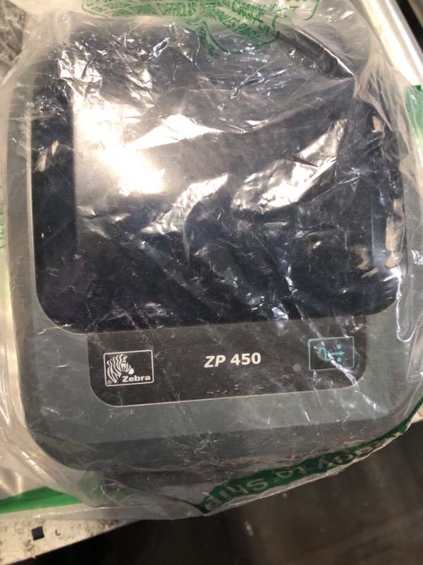 Photo 1 of ***STOCK PHOTO FOR REFERENCE ONLY***
ZP450 Zebra Direct Thermal Label Barcode Printer with USB 2.0 Cable & 3 Prong Cord - USB, Serial and Parallel Connectivity 203 DPI (Renewed)
