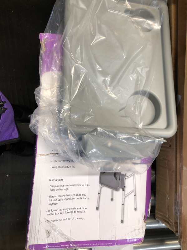 Photo 1 of ***MISSING PARTS***
Medline Walker Flip Tray Table with 2 Cup Holders, Universal Tray for Standard Folding Walkers, Mobility Accessories for Home, Medical Equipment Accessories, Gray, 1 Count
