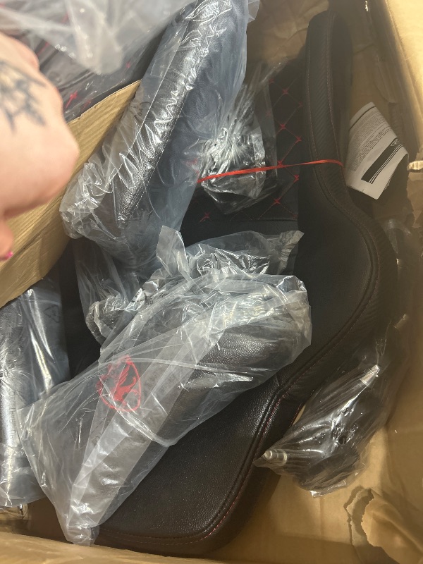 Photo 1 of **LEGS ARE MISSING** Morkprism Gaming Chair,Office Chair with Footrest,Massage,Black Red