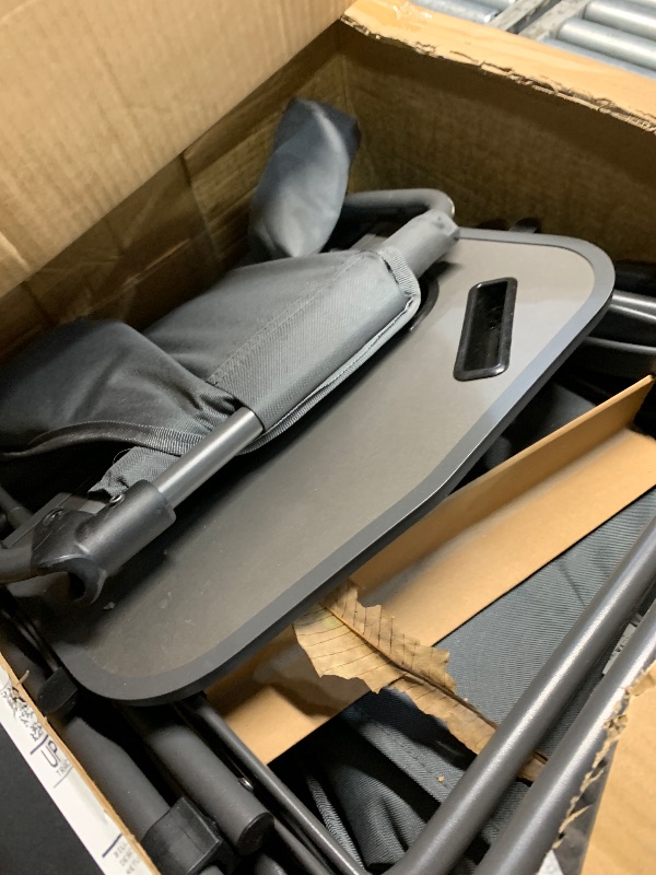 Photo 1 of ** ONE CHAIR IS NONFUNCTIONAL* OTHER CHAIR WORKS GREAT! ** TIMBER RIDGE Aluminum Camping Directors Chair with Side Table Pocket, Portable Folding Chair, Heavy Duty Lawn Chair for Fishing Trip Picnic Concert Outdoor 400lbs, Grey 2 Pack