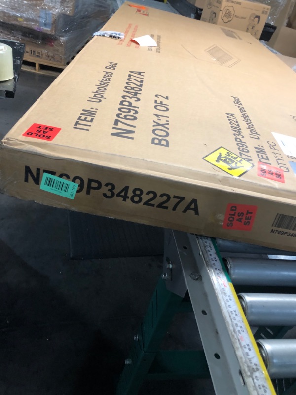 Photo 1 of ***TRUCK/TRAILER PICKUP ONLY***
***PARTIAL SET - PRICE ADJUSTED***
Allewie Queen Size Platform Bed Frame with Fabric Upholstered Headboard and Wooden Slats Support, Fully Upholstered Mattress Foundation/No Box Spring Needed/Easy Assembly, Dark Grey
