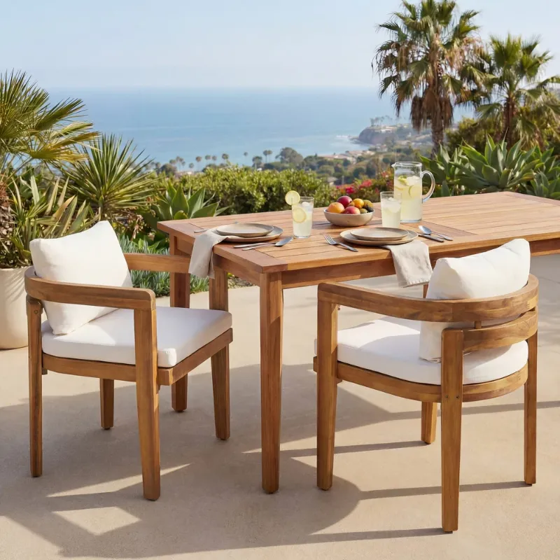 Photo 1 of ***PARTIAL SET***Christopher Knight Home Chuse Acacia Wood Dining Table Set for 6, Solid Wood Outdoor Dining Set for 6, 7 Piece Oval Patio Dining Table and Chair Set with Wicker Seat & Back, Light Brown + Light Teak