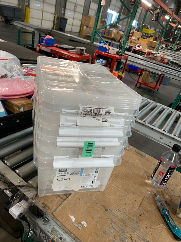 Photo 1 of ***STOCK IMAGE FOR REFERENCE***
IRIS USA 40x30x18cm (14L) Stackable Plastic Storage Bins with Lids, 6 Pack - BPA-Free, Made in USA - See-Through Organizing Solution, Latches, Durable Nestable Containers, Secure Pull Handle - Clear