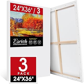 Photo 1 of ***STOCK PHOTO FOR REFERENCE ONLY*****ESRICH Stretched Canvas for Painting 24x36 Inch, 3Pack Large Canvas for Painting, Primed Acid-Free Cotton Blank Canvases, Art Paint Canvases for Oil Paint,Watercolor,Acrylic Paint,Gouache and Tempera.
