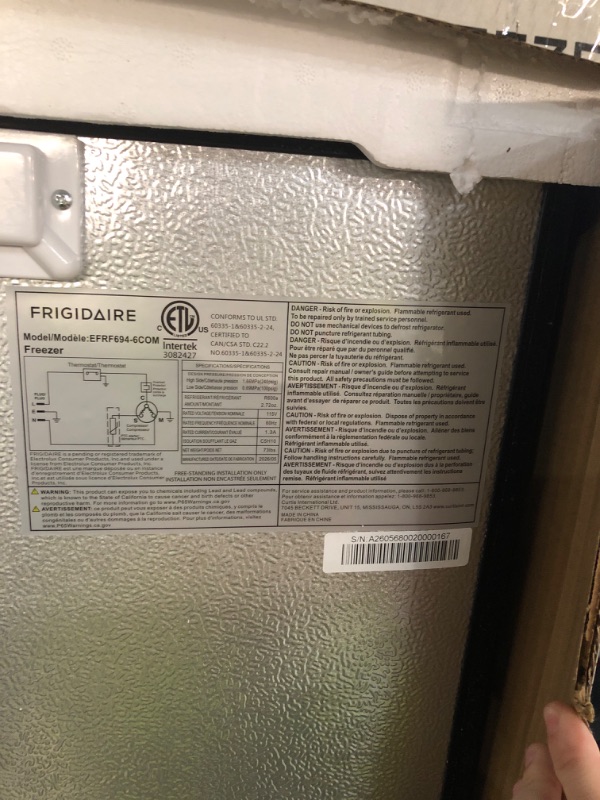 Photo 1 of ***TRUCK/TRAILER PICKUP ONLY***Frigidaire Upright Freezer, 6.5 cu. ft., Deep Freeze, Vinyl Coated Metal with Wire Shelving, Compact for Kitchen, RV, Dorm, Cabin, and Trailer, Platinum Design Series, Silver - 21D x 23W x 56H